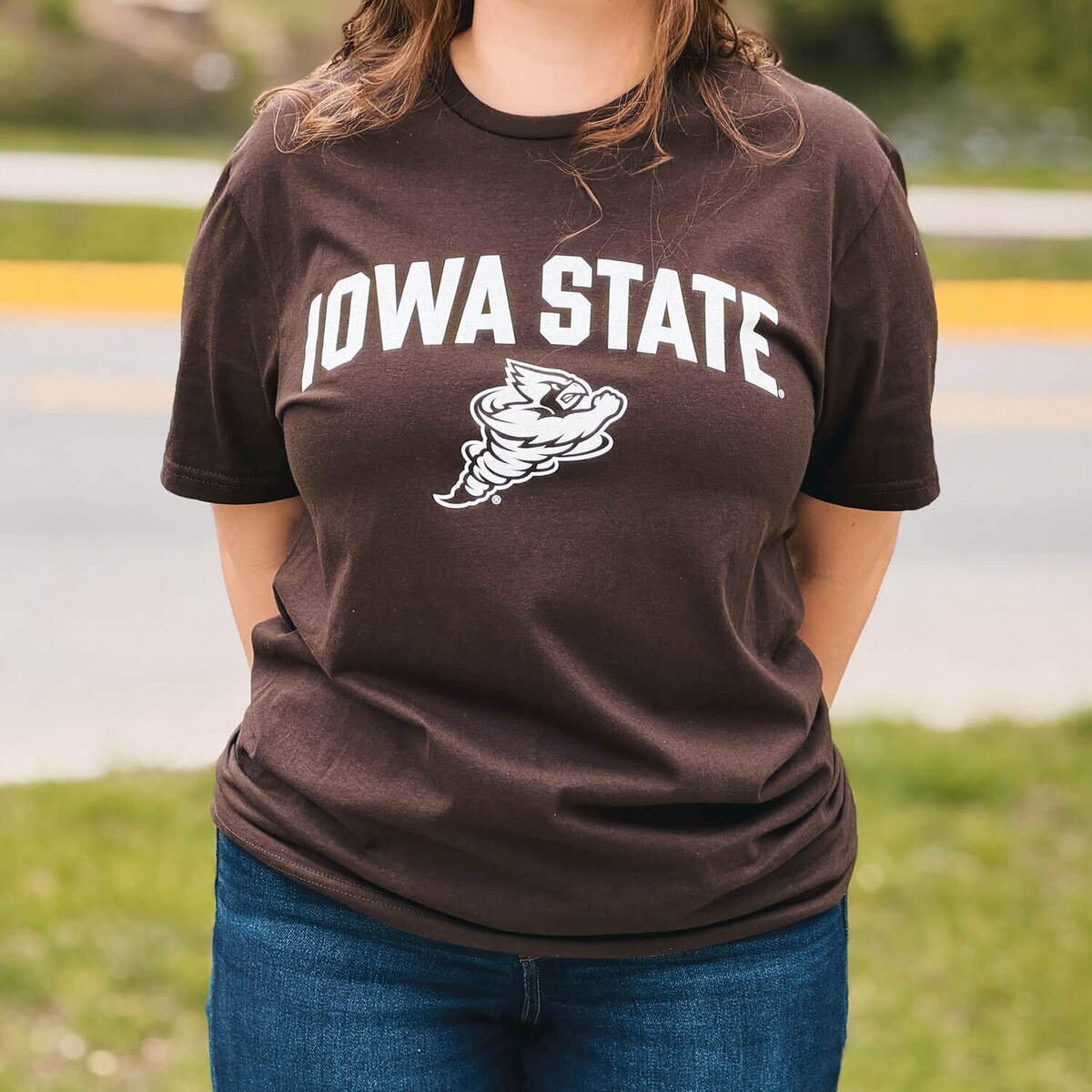 College House Punching Cy Brown Short Sleeve T-Shirt design close up